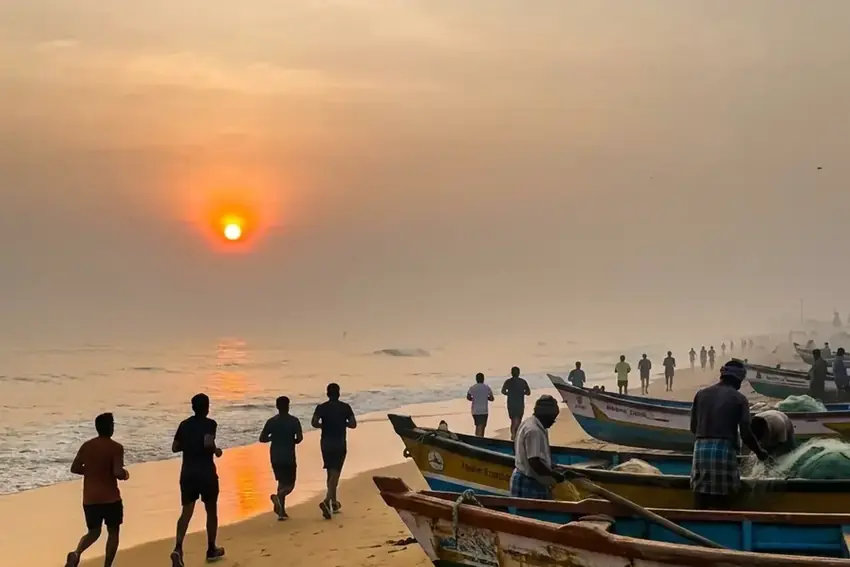 Sunrise at Chennai Marina beach