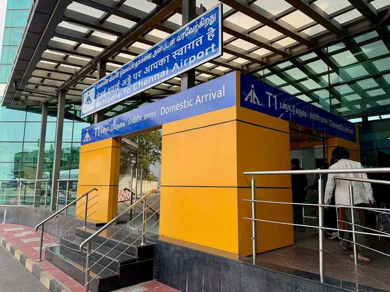 The Terminal 1 domestic arrivals entrance, Chennai International Airport